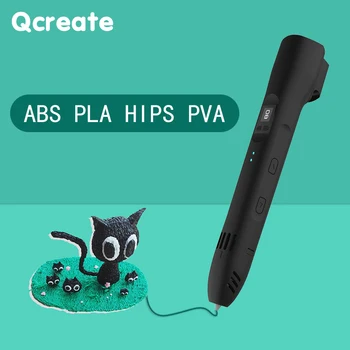 QCREATE 3D Ручка Поддерживает ABS PLA HIPS PVA Диапазон температур 60-245 Градусов Цельсия Регулируемый ЖК-дисплей с 8-Ступенчатой Регулировкой