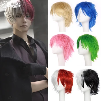 S-noilite Синтетический Черный Белый Фиолетовый Красный парик с короткими волосами для Косплея, 12 дюймов, Высокотемпературные Волокнистые Парики из волос, аниме, парик унисекс