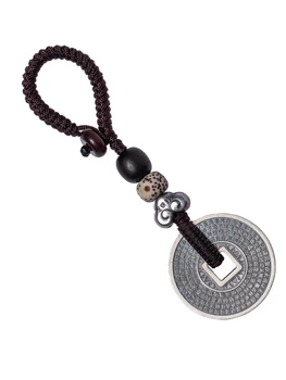 S999 Серебряное кольцо для ключей с кнопкой мира Праджня Сердце Сутра Мужской брелок для ключей от автомобиля кулон из стерлингового серебра подарок