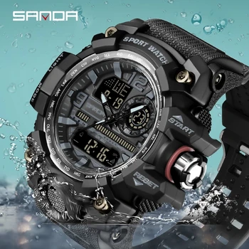SANDA 3133 2022 Г Стиль Новые мужские часы 50 м Водонепроницаемые противоударные спортивные Военные кварцевые часы для мужчин Цифровые наручные часы Clock