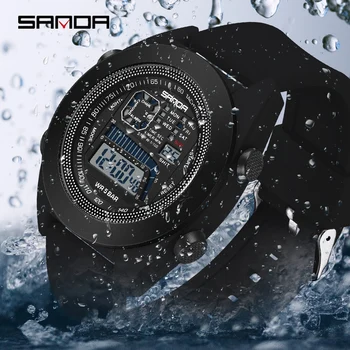 SANDA Новые одноядерные электронные часы, многофункциональная силиконовая лента, мужские и женские водонепроницаемые наручные часы для спорта на открытом воздухе 9025