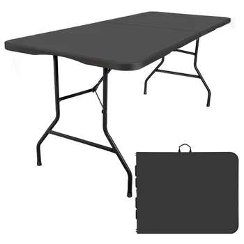 SUGIFT 6-футовый Прямоугольный черный пластиковый складной стол складной стол для кемпинга