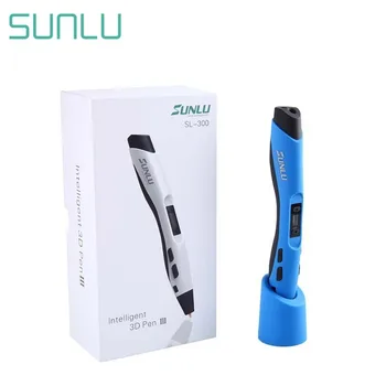 SUNLU 3D Ручка SL300 Интеллектуальная ручка для 3Dпечати с ЖК-экраном, нить Накала PLA/ABS, Креативный инструмент, 3D ручка синего цвета