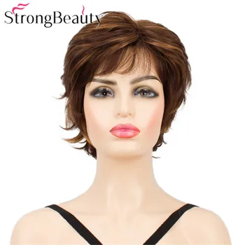 StrongBeauty короткий прямой парик из женских волос, синтетический парик для косплея на каждый день, термостойкий