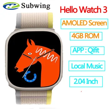 Subwing Hello Watch 3 Amoled Экран 2,04 Дюйма 4 ГБ Смарт-часы H11 Ультрасовременный Bluetooth Call Men Series 8 Smartwatch 2023