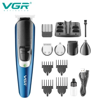 VGR Триммер для волос, Регулируемый Набор для ухода, Профессиональная Машинка для стрижки Волос, Электрический Беспроводной Многофункциональный Триммер для мужчин V-172