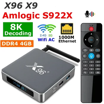 X96 X9 TVBox Amlogic S922X DDR4 4G RAM 32G ROM Android 9,0 8K Декодирование видео 5G Двойной Wifi 1000M Ethernet 4K Медиаплеер Youtube
