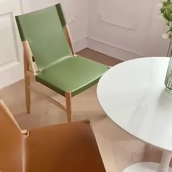 XX58Saddle кожаное обеденное кресло Nordic ресторанный стул из ясеня, цвет дерева из массива дерева, легкая роскошная спинка, высококачественная повседневная h