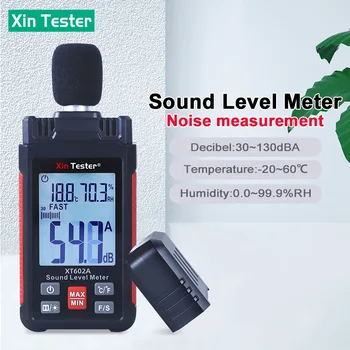 Xin Тестер 30-130 дБ XT602A Измеритель уровня шума, Децибельный Детектор Температуры Влажности, Измеритель Подсветки с Автоматическим Отключением Питания