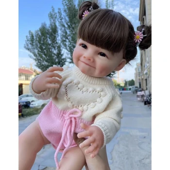 Y55B Девочка Кавказского Происхождения Возрождается, игрушка С улыбающимися ямочками на щеках, подарок малышу на день рождения 55 см
