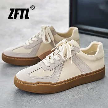 ZFTL/мужская повседневная обувь из натуральной кожи, мужская обувь для пары с низким берцем, новинка 2022 года, дизайнерская обувь для отдыха на шнуровке