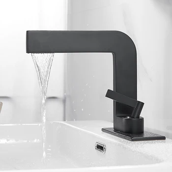 ZGRK Смеситель для водопада в ванной Комнате, Латунный Матовый Черный Смеситель для умывальника, Смеситель для воды в ванной, Смеситель для раковины для ванной комнаты