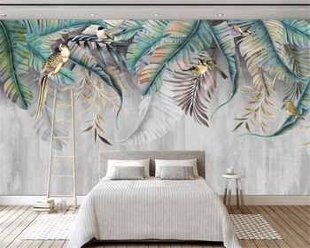 beibehang papel de parede Мода Юго-Восточная Азия Лист растения цветок птица настенное украшение живопись на заказ большая фреска 3D обои