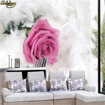 beibehang Розово-белые обои с перьями Европейский минимализм спальня гостиная ТВ фон в полоску KTV абстрактные настенные обои