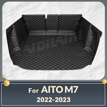 Автоматический Коврик для багажника с полным покрытием Для AITO M7 2022 2023 Кожаная накладка для багажника Грузового лайнера Аксессуары для защиты интерьера
