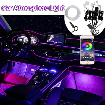 Атмосфера салона автомобиля, светодиодные неоновые лампы для Tesla Model 3 Y BMW Benz, аксессуары для украшения, RGB Окружающее освещение, управление приложением