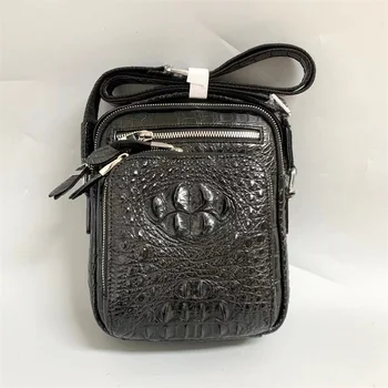 Аутентичная Экзотическая Мужская сумка-Мессенджер из крокодиловой кожи, Маленький Мини-кошелек с клапаном, мужская сумка через плечо из натуральной Кожи аллигатора