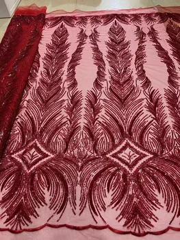 Африканская Бархатная Кружевная Ткань С Пайетками 2023 Новейшая Высококачественная Африканская Кружевная ткань С нигерийской вышивкой 5 ярдов Для вечернего платья