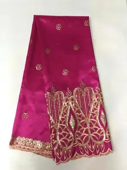 Африканская ткань George красного цвета высокого качества George Lace из шелка-сырца George wrappers 2017 нигерийские кружевные ткани для свадьбы 5 ярдов