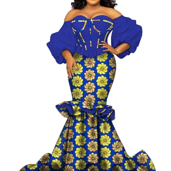 Африканские женские платья Из хлопка Riche с африканским принтом, Вечернее платье с пышными рукавами длиной до пола, Свадебное платье, Африканская женская одежда на заказ