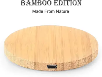 Бамбуковое Дерево 15 Вт Qi Беспроводное Зарядное Устройство USB C Для Быстрой Зарядки iPhone 14 13 12 Pro Max 11 XS Max X XR 8 Plus Samsung S10 Note9
