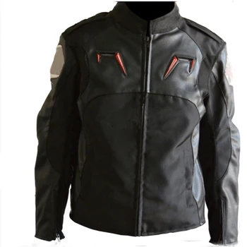 Бесплатная Доставка Мотоциклетная куртка для мотокросса из искусственной кожи Oxfrod, куртка для уличных мотогонок, Серые куртки с протектором