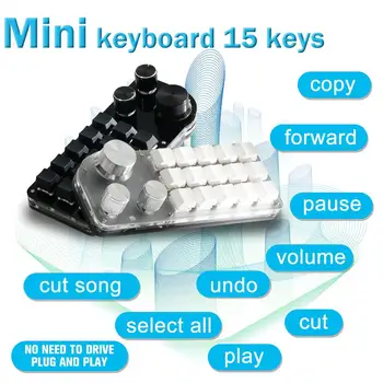 Беспроводная Bluetooth Макро Пользовательская Мини-Клавиатура 15 клавиш, Программирующая Ручка, Красная Механическая Игровая клавиатура 