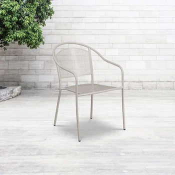 Высококачественная мебель, светло-серое Стальное кресло для внутреннего и наружного дворика с круглой спинкой