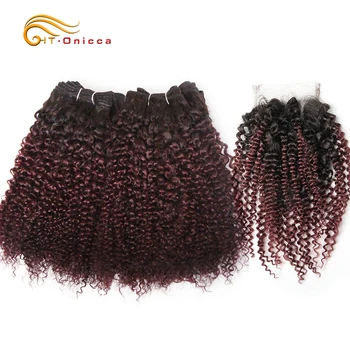 Вьющиеся пучки с застежкой Бразильское плетение волос 6 Пучков с застежкой Remy Человеческие волосы Пучки с застежкой