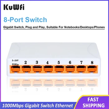 Гигабитный коммутатор KuWFi Ethernet 1000 Мбит/с Высокопроизводительный Концентратор RJ45 Интернет-Разветвитель Сетевой коммутатор Ethernet Smart Switch