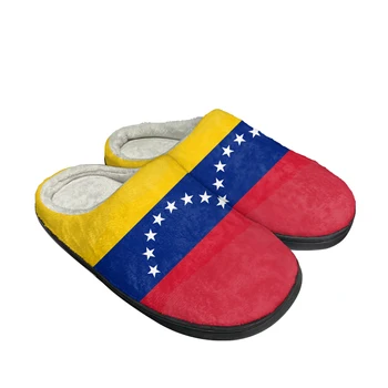 Горячие Модные Хлопчатобумажные Тапочки с Флагом Венесуэлы, Изготовленные на Заказ, Мужские И Женские Сандалии, Плюшевая Повседневная обувь, Сохраняющая Тепло, Термоудобные Тапочки