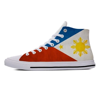 Горячие Филиппины филиппинский флаг Патриотическая модная Повседневная матерчатая обувь с высоким берцем, Легкие дышащие мужские и женские кроссовки с 3D принтом