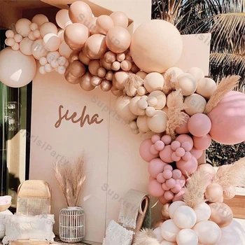 Два раза пыльные розовые воздушные шары гирлянды Boho свадебные украшения DIY день рождения абрикос хром розовое золото воздушный шар арка декор