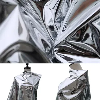 Двусторонняя серебряная зеркальная ткань из ТПУ, водонепроницаемая серебряная светоотражающая пленка, ткань для пошива одежды своими руками, Дизайнерский декор фона