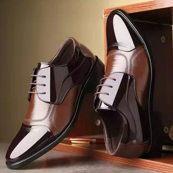 Деловые туфли-Оксфорды из кожи, мужские официальные туфли из дышащей резины, мужские офисные свадебные туфли на плоской подошве