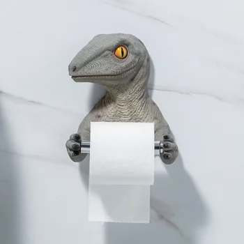 Держатель для туалетной бумаги в виде динозавра из смолы, вешалка для салфеток в туалете, настенная полка для ванной комнаты без перфорации, вешалка для рулонной бумаги, стойка