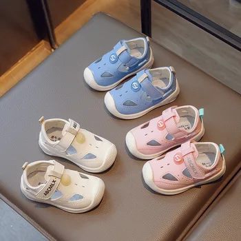 Детская обувь для малышей Летняя сетчатая кожаная обувь для мальчиков и девочек с дышащими отверстиями Baby