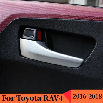 Для Toyota RAV4 2014 2015 2016 2017 2018 ABS Матовая Серебристая Внутренняя боковая Дверная ручка, крышка, вставка для Чаши, Накладка, Аксессуары