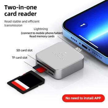 Для iPhone 2 в 1 Адаптер для карт памяти SD TF Портативный внешний адаптер для чтения карт OTG для IOS Android Micro Type-C Телефонный столик