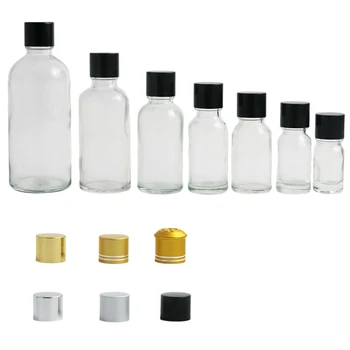 Дорожная бутылка Пустая прозрачная стеклянная круглая бутылка для эфирного масла boston с уменьшителем отверстия и алюминиевой крышкой 10 шт.