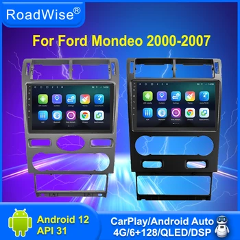 Дорожный Android 12 Автомобильный Радиоприемник мультимедиа Carplay для Ford Mondeo 2000 - 2004 2005 2006 2007 4G Wifi DVD Navi GPS 2din Autostereo