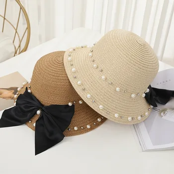 Женская Соломенная шляпа Для девочек, Женская Летняя Шляпа с зонтиком, Для путешествий на открытом воздухе, Солнцезащитный козырек для родителей и детей, Пляжная кепка, Детские солнцезащитные шляпы