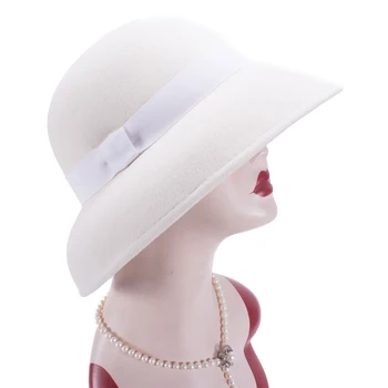 Женская шляпа Lawliet Downtown Abbey в винтажном стиле из 100% шерстяного фетра, Церковная свадебная шляпа с широкими полями T402