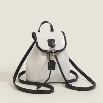 Женский ins студенческий масляно-восковой кожаный рюкзак через плечо, дорожный рюкзак, черный рюкзак, роскошный дизайнерский женский Корейский мини-рюкзак с цепочками
