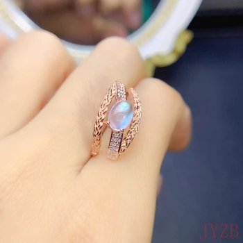 Женское кольцо с натуральным лунным камнем Ручной работы, обручальное кольцо с лунным камнем, вечерние украшения, подарочный дизайн 5 * 7 мм