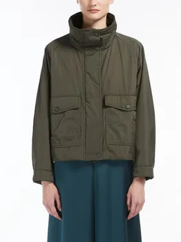 Женское контрастное пальто Parker на молнии, Двусторонняя верхняя одежда 2022, Осенняя куртка с длинным рукавом и большим карманом с буквенным принтом