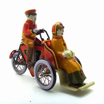 [Забавная] Коллекция для взрослых Ретро Заводная игрушка Металлическая Жестяная рикша водитель трехколесного велосипеда Заводная игрушка фигурка модель винтажная игрушка подарок
