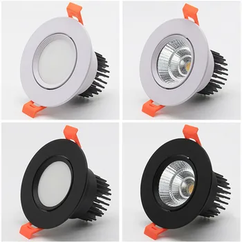 Затемняемые 4 типа круглых встраиваемых светодиодных светильников 5w7w9w12w15w COB LED CeilingLamp Точечные светильники AC110-220V LED Лампа внутреннего освещения