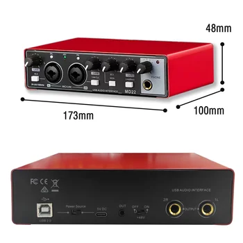 Звуковая карта Studio Record Профессиональный Аудиоинтерфейс USB Звуковое Оборудование С Контролем обратной связи 48V Phantom для Записи Нового