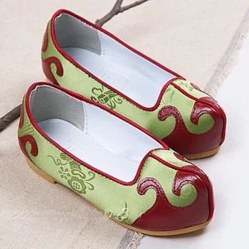 Зеленая атласная обувь с крючками для детской обуви для вечеринок по случаю дня рождения мальчиков Корейская одежда Аксессуары Обувь
